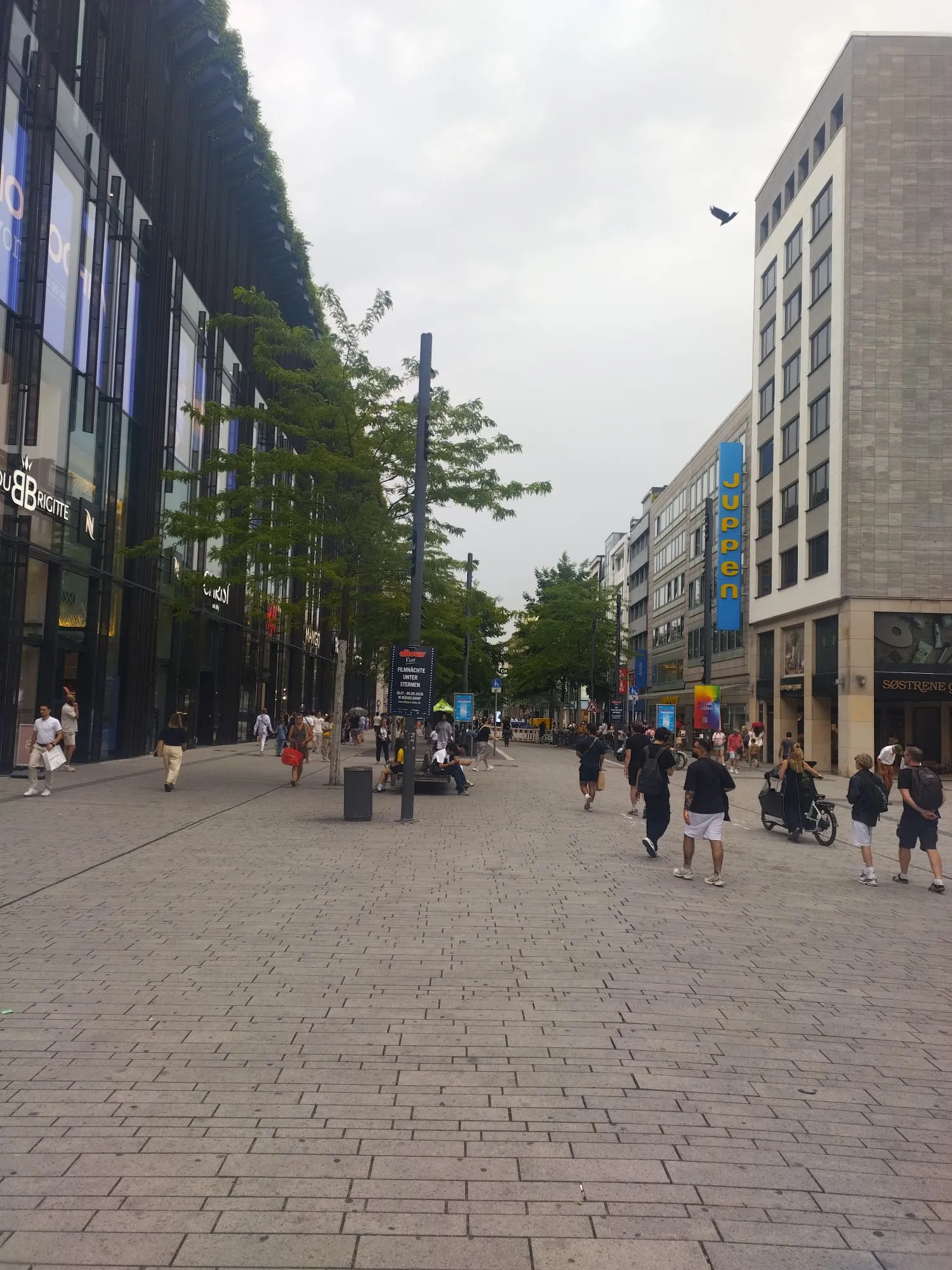 Une rue piétonne animée dans le centre de Düsseldorf
